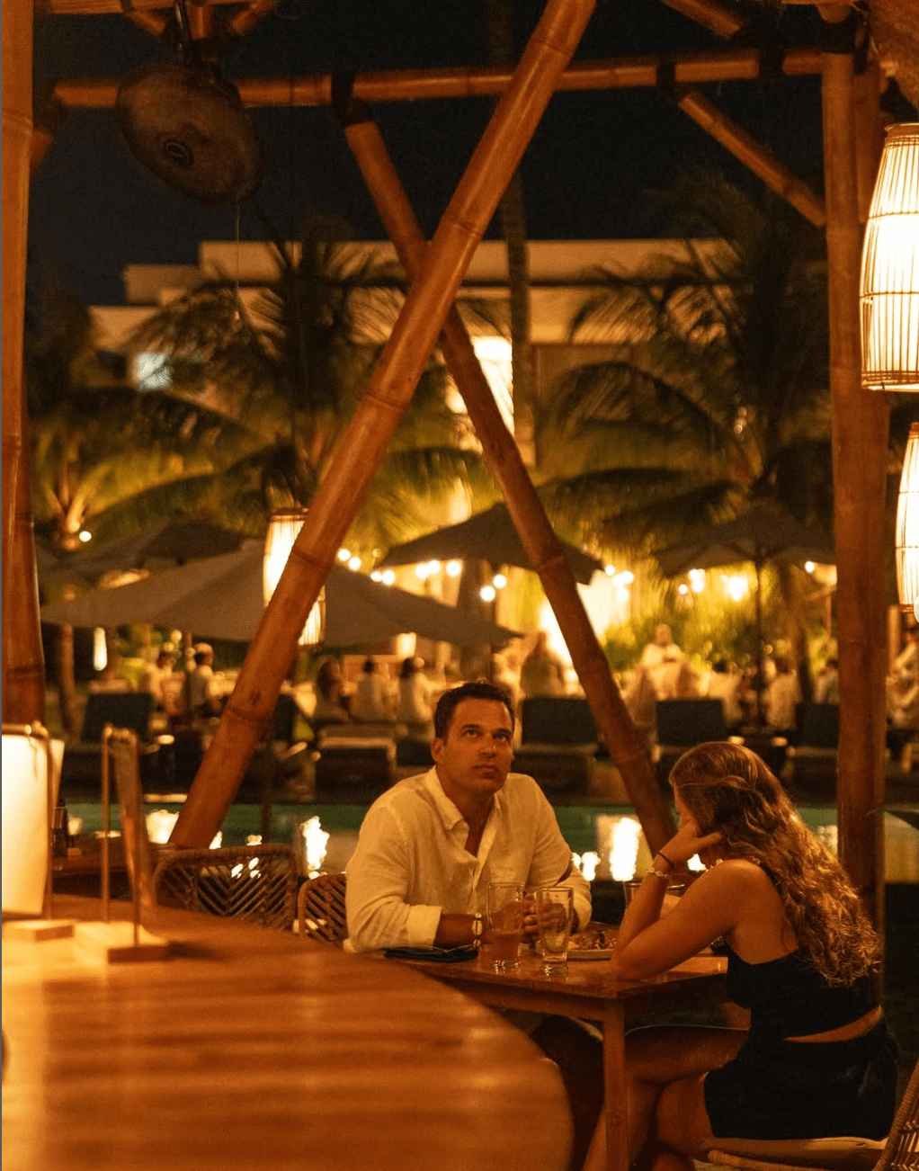 Date night in a beautiful bamboo restaurant center kuta